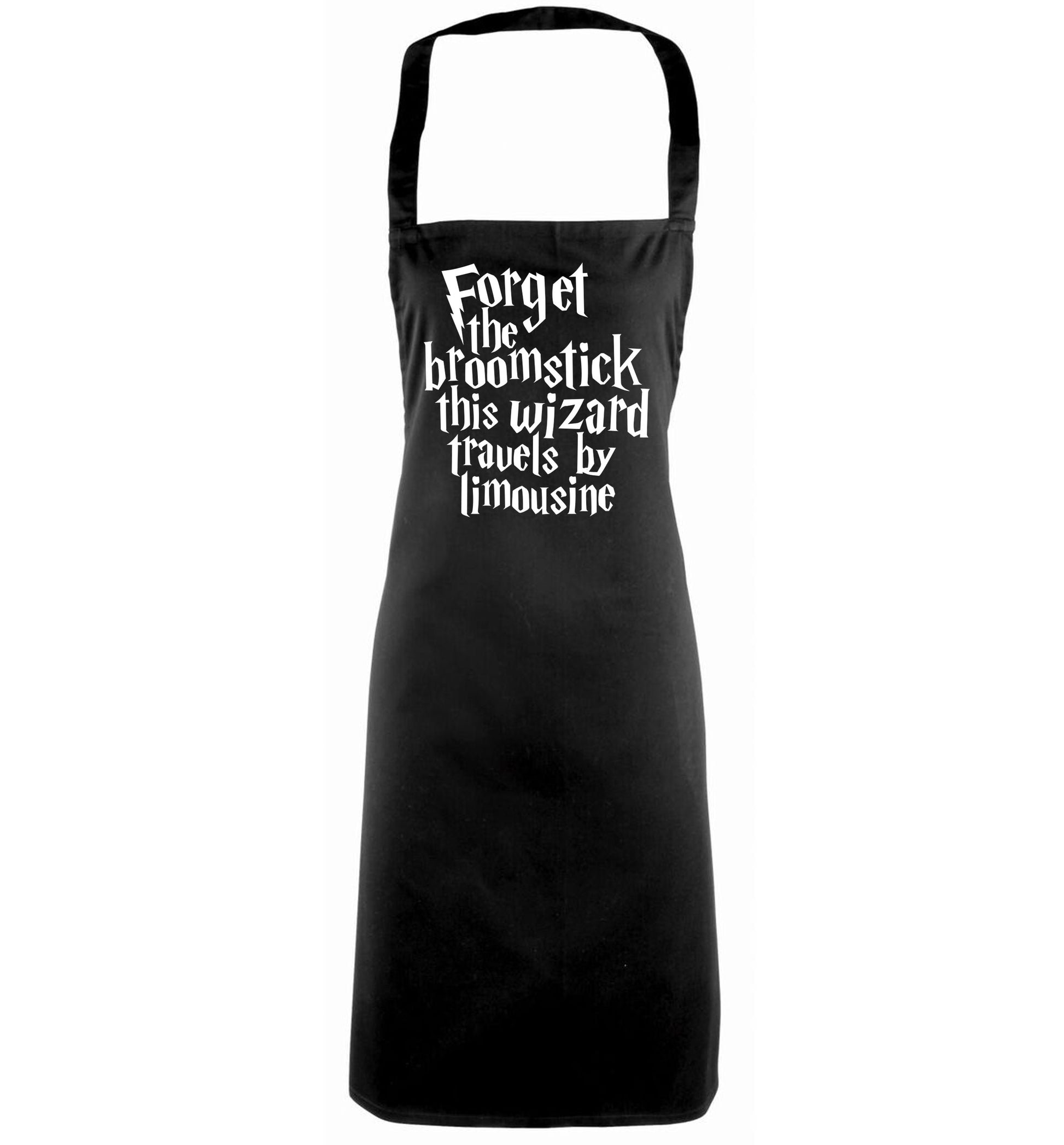 Forget the broomstick this wizard travels by limousine black apron