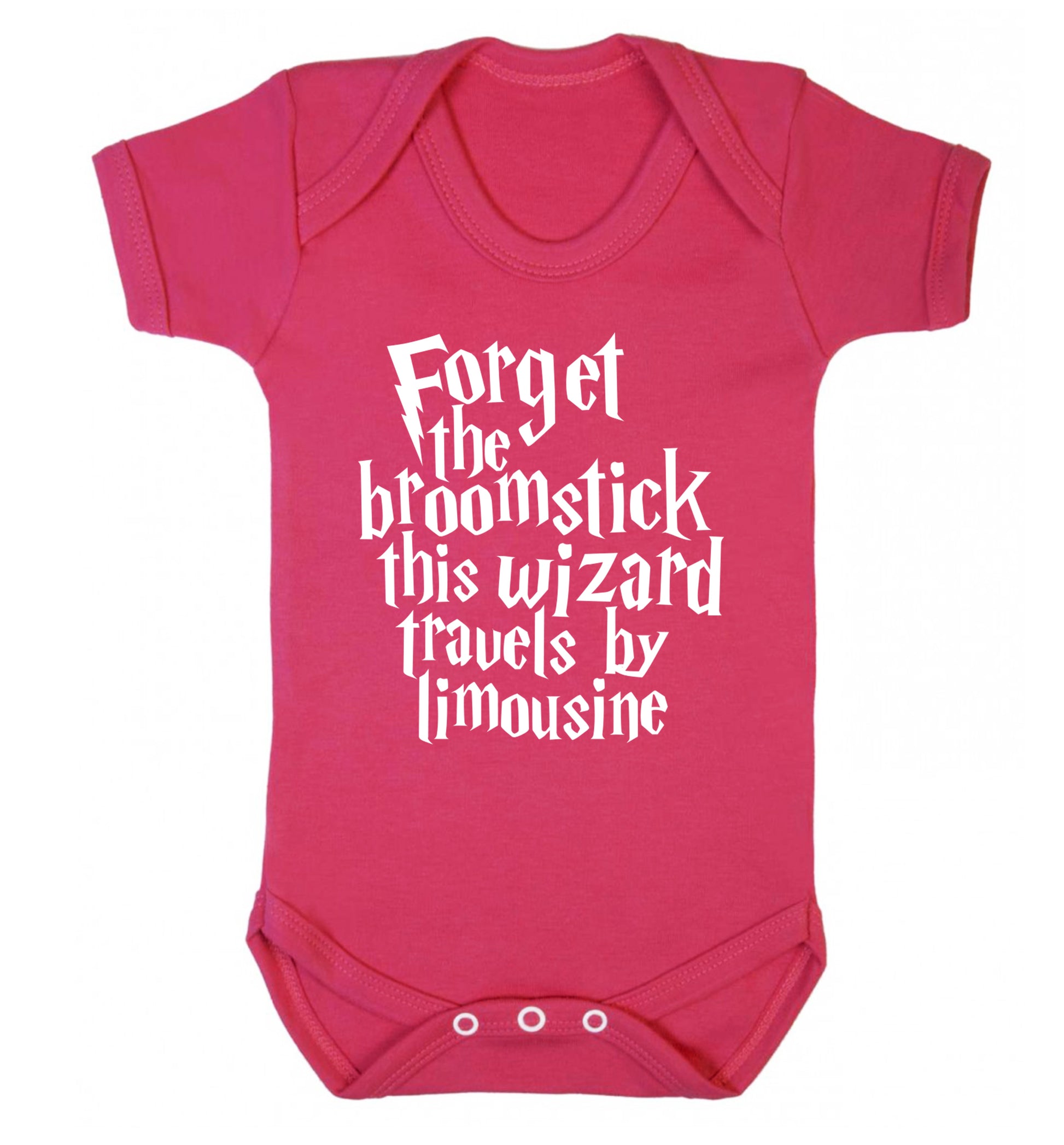 Forget the broomstick this wizard travels by limousine Baby Vest dark pink 18-24 months