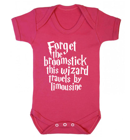 Forget the broomstick this wizard travels by limousine Baby Vest dark pink 18-24 months