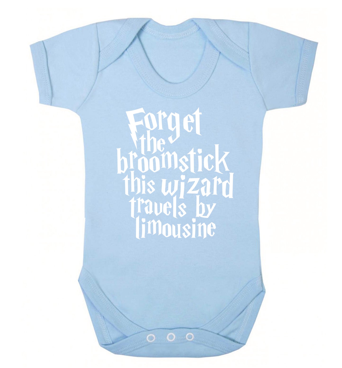 Forget the broomstick this wizard travels by limousine Baby Vest pale blue 18-24 months
