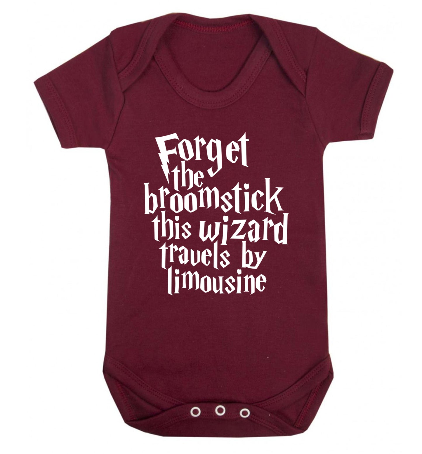 Forget the broomstick this wizard travels by limousine Baby Vest maroon 18-24 months