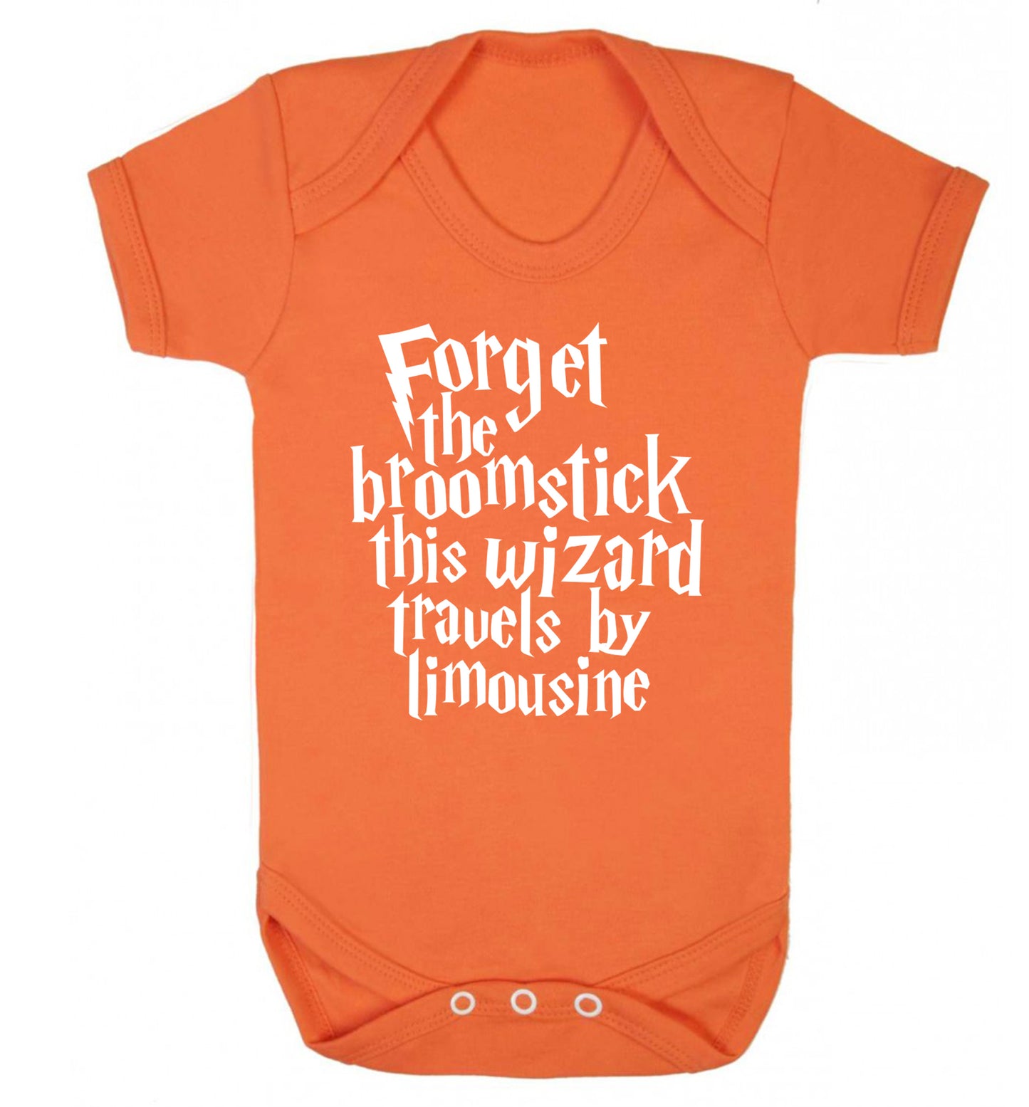 Forget the broomstick this wizard travels by limousine Baby Vest orange 18-24 months