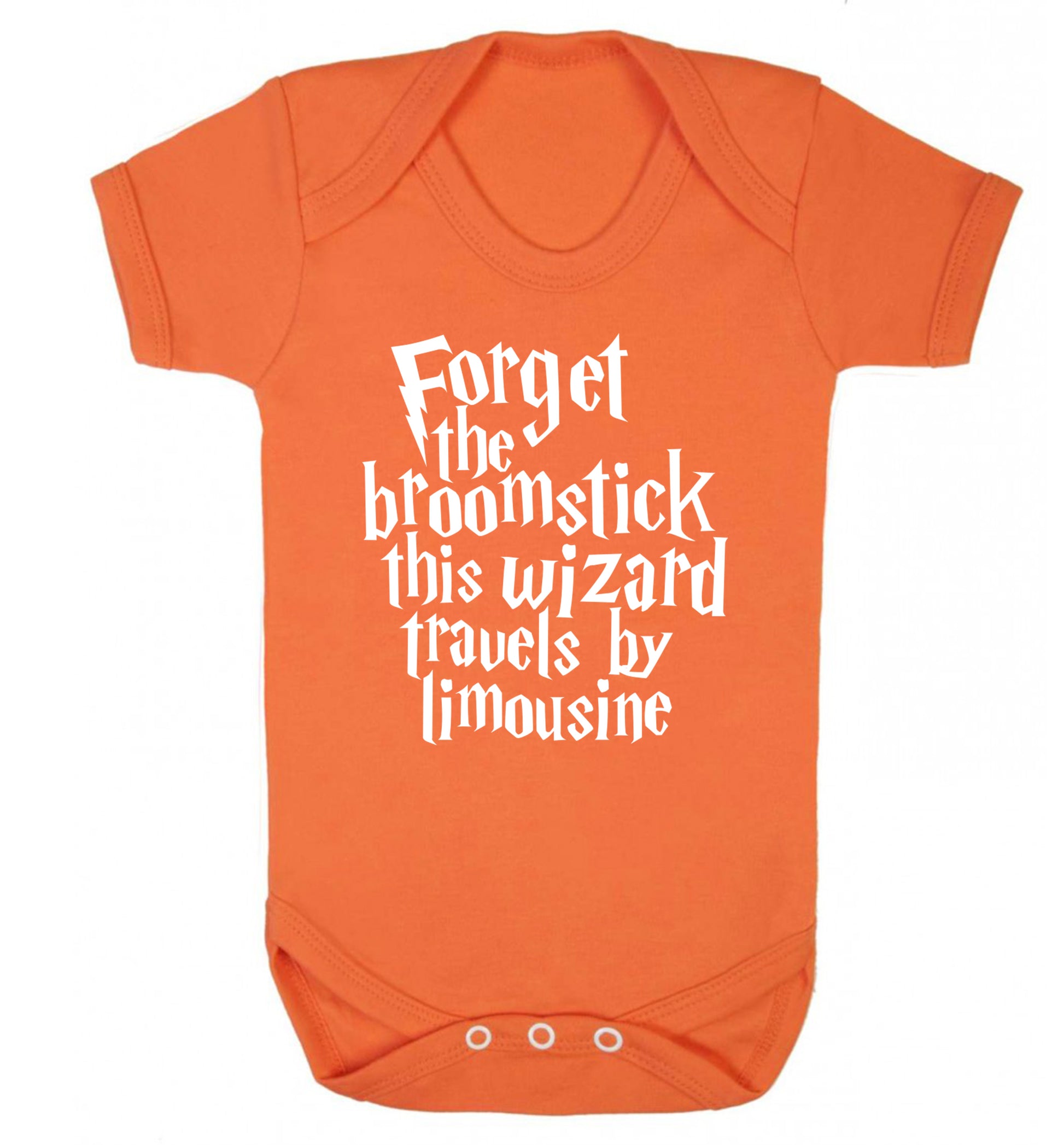 Forget the broomstick this wizard travels by limousine Baby Vest orange 18-24 months