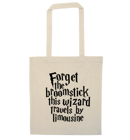 Forget the broomstick this wizard travels by limousine natural tote bag