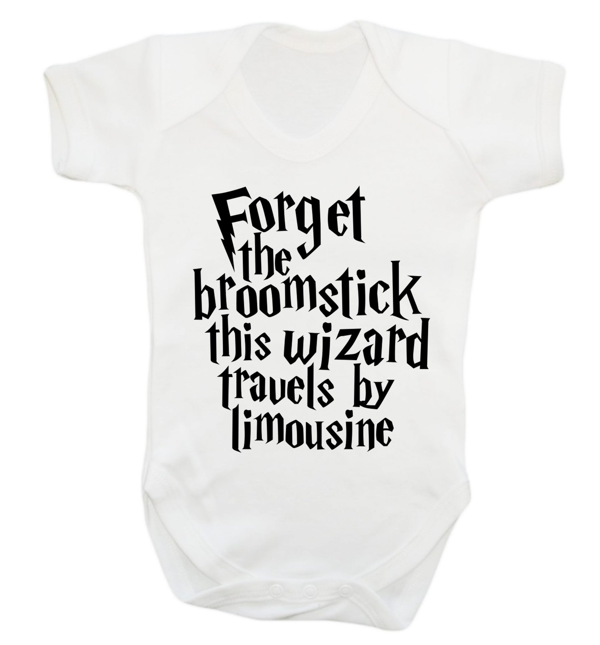 Forget the broomstick this wizard travels by limousine Baby Vest white 18-24 months