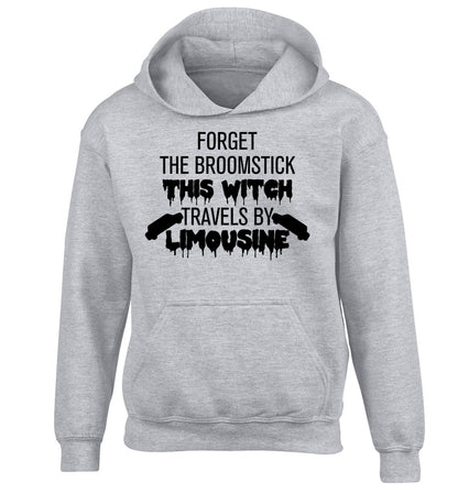 Forget the broomstick this witch travels by limousine children's grey hoodie 12-14 Years