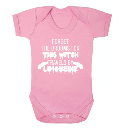 Forget the broomstick this witch travels by limousine Baby Vest pale pink 18-24 months
