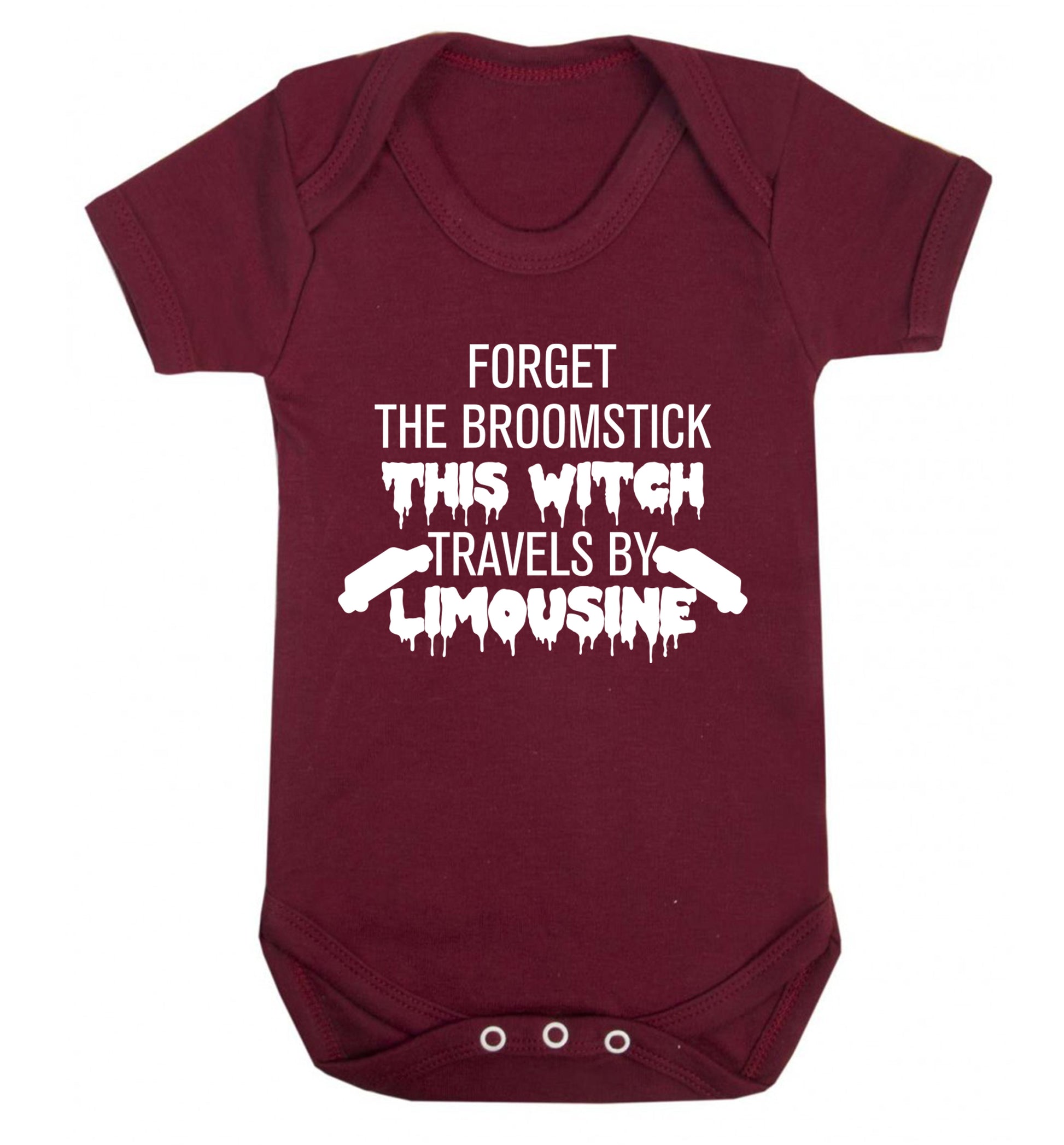 Forget the broomstick this witch travels by limousine Baby Vest maroon 18-24 months
