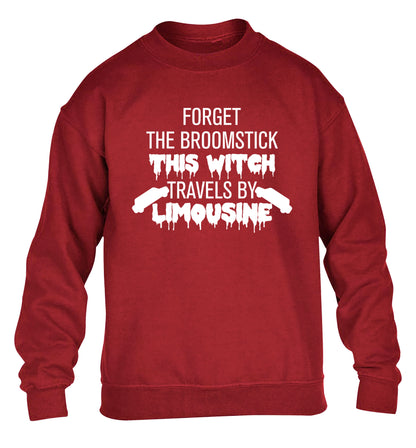 Forget the broomstick this witch travels by limousine children's grey sweater 12-14 Years