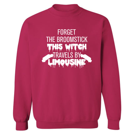 Forget the broomstick this witch travels by limousine Adult's unisexpink Sweater 2XL