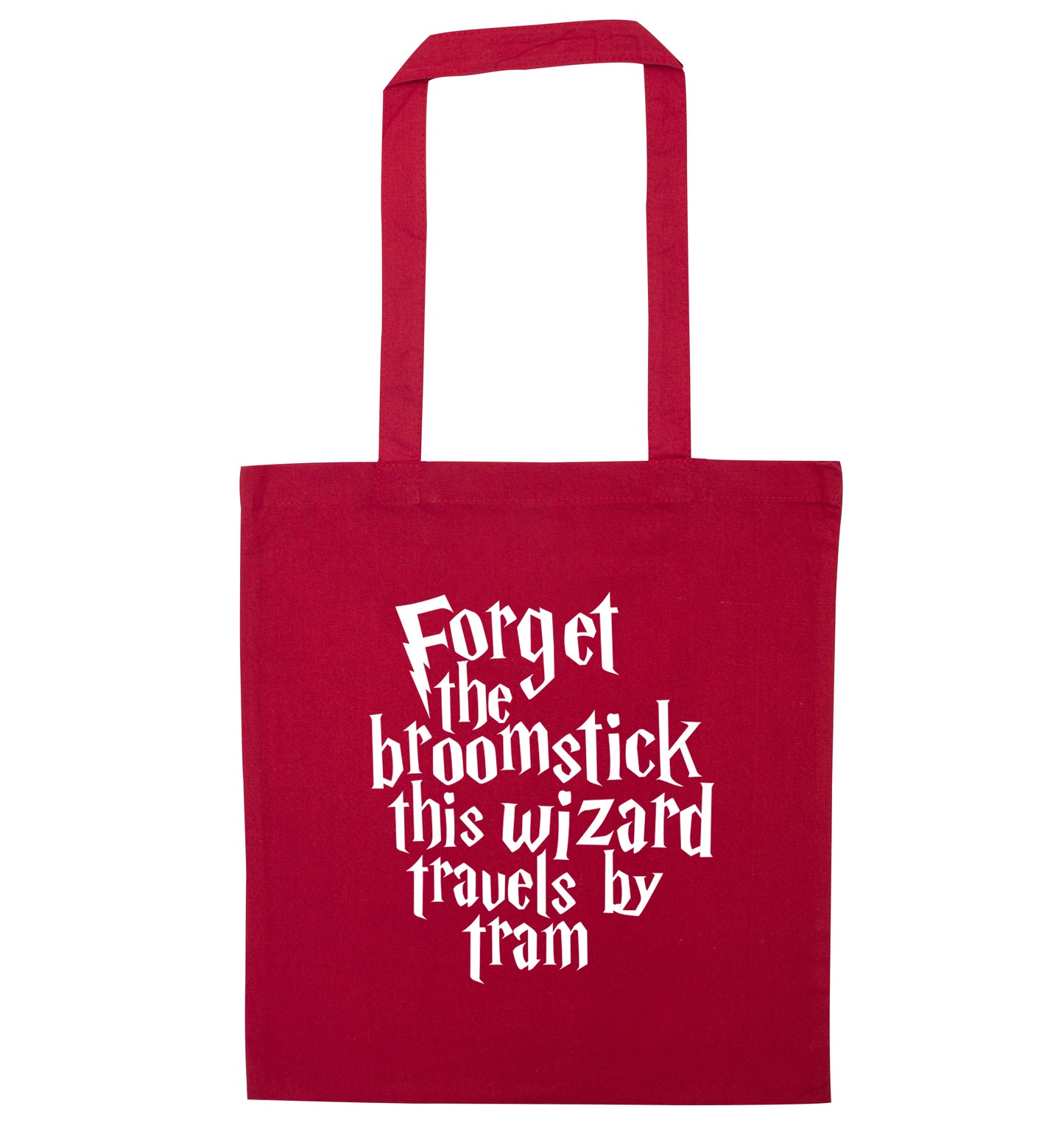 Forget the broomstick this wizard travels by tram red tote bag