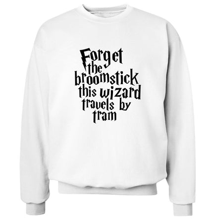 Forget the broomstick this wizard travels by tram Adult's unisexwhite Sweater 2XL