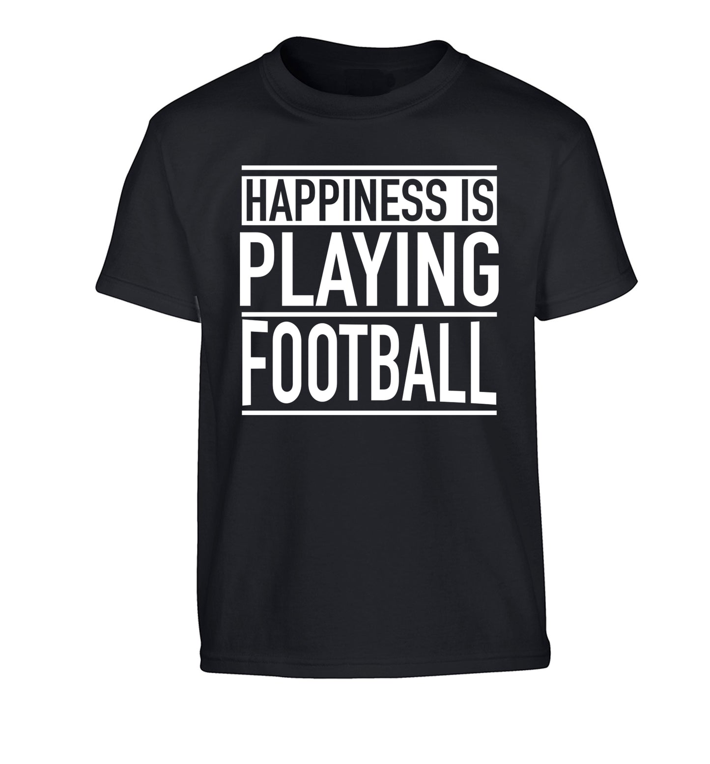Happiness is playing football Children's black Tshirt 12-14 Years
