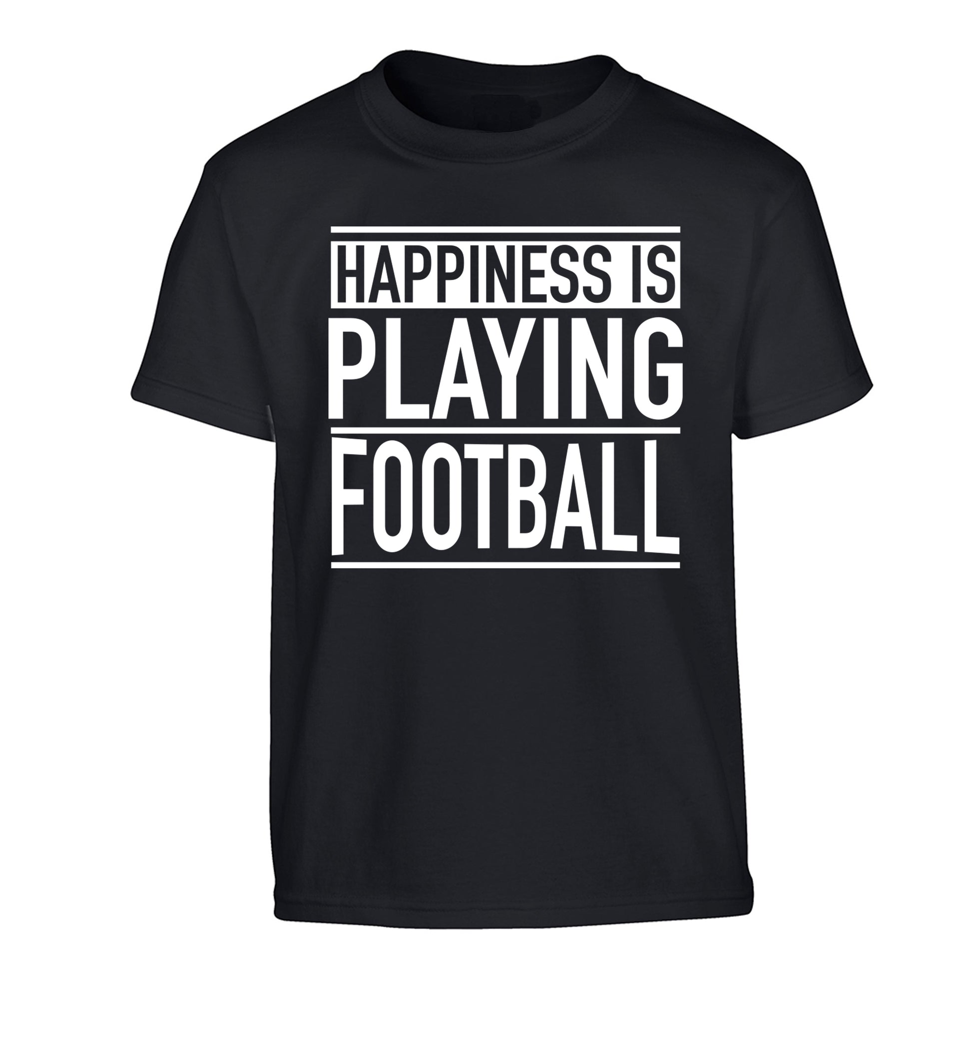 Happiness is playing football Children's black Tshirt 12-14 Years