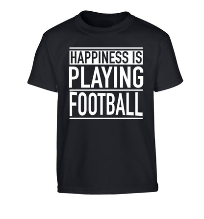 Happiness is playing football Children's black Tshirt 12-14 Years