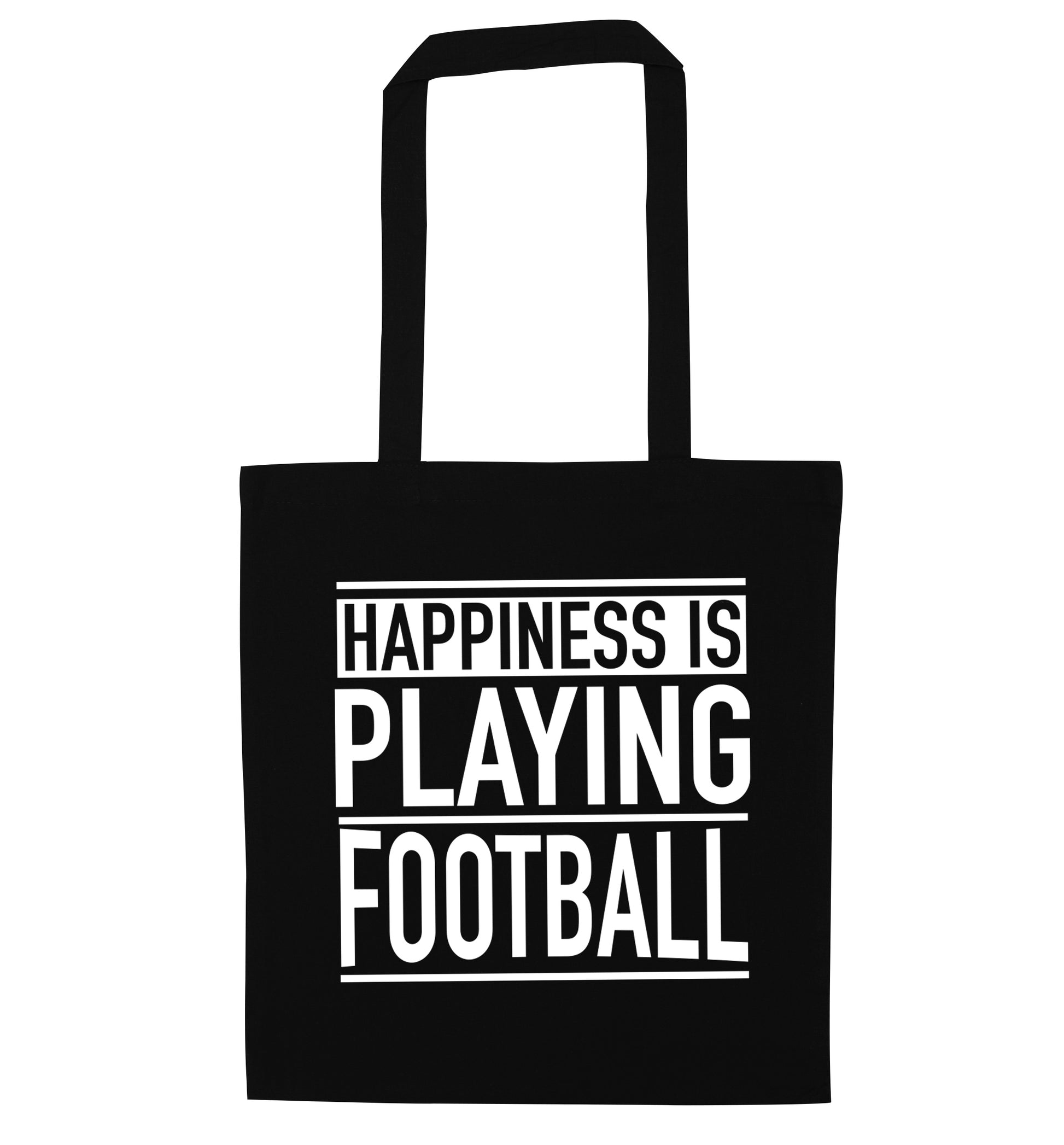 Happiness is playing football black tote bag