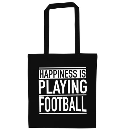 Happiness is playing football black tote bag