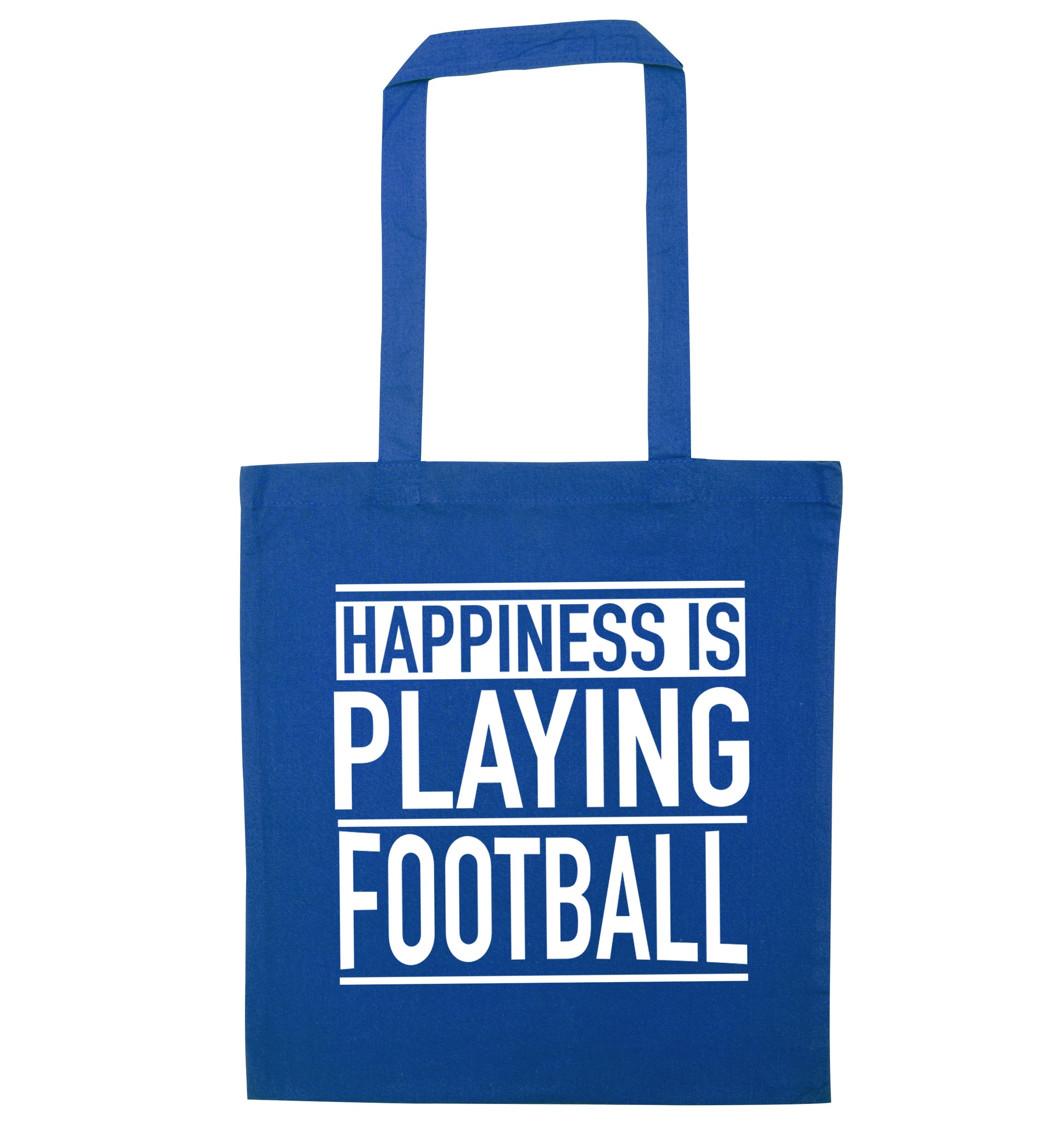 Happiness is playing football blue tote bag