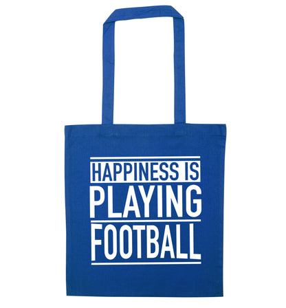 Happiness is playing football blue tote bag