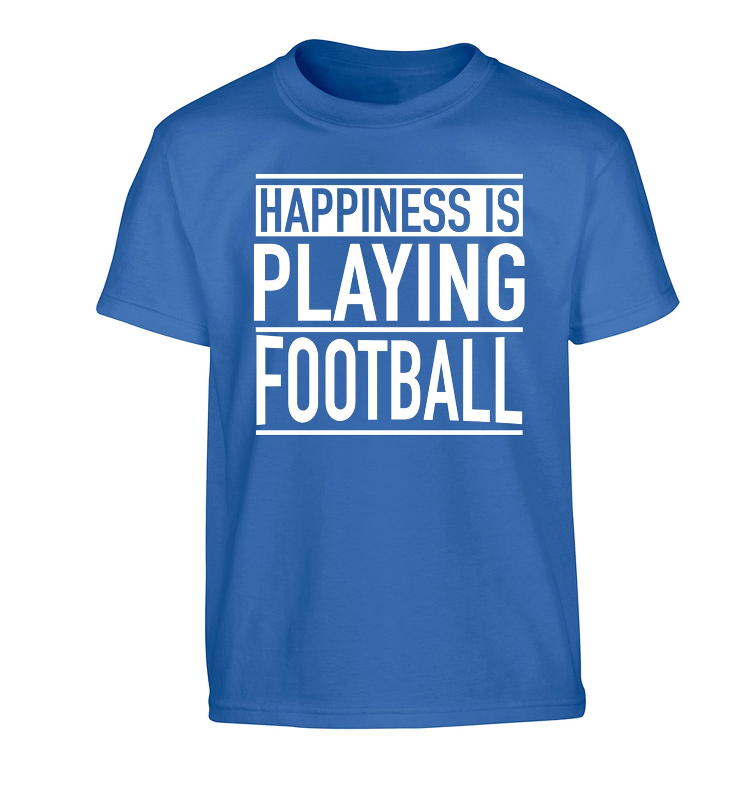 Happiness is playing football Children's blue Tshirt 12-14 Years