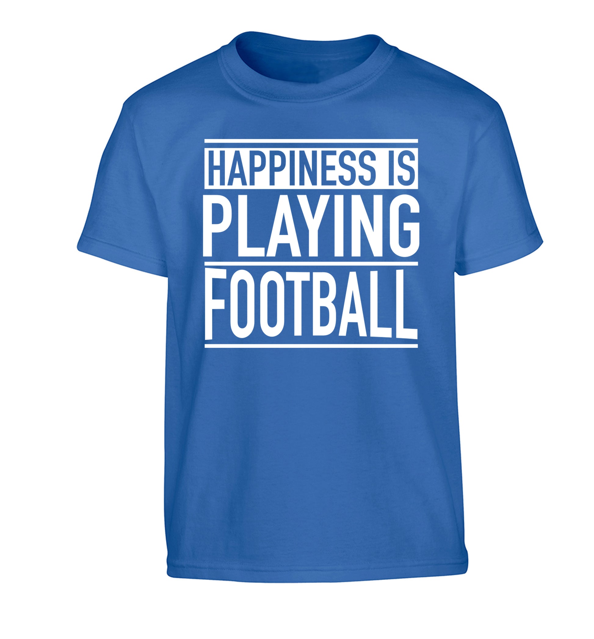 Happiness is playing football Children's blue Tshirt 12-14 Years