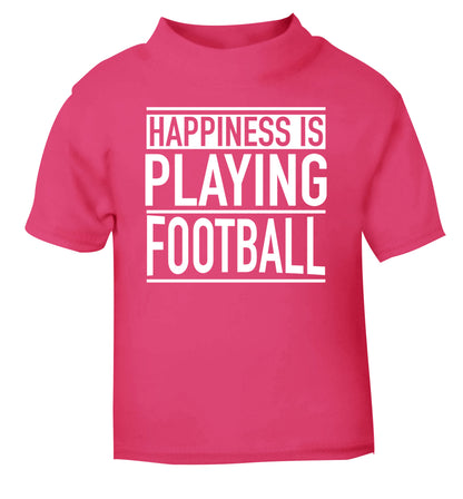 Happiness is playing football pink Baby Toddler Tshirt 2 Years