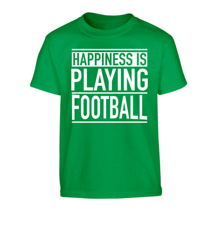 Happiness is playing football Children's green Tshirt 12-14 Years