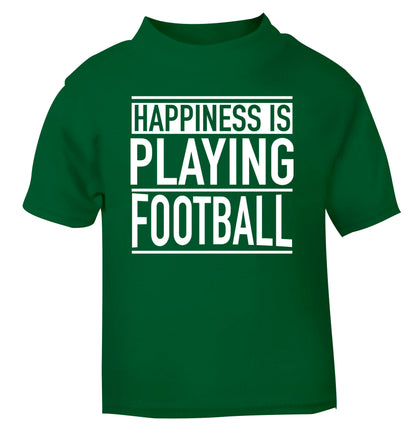 Happiness is playing football green Baby Toddler Tshirt 2 Years