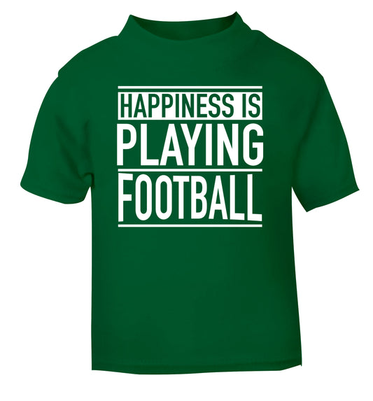Happiness is playing football green Baby Toddler Tshirt 2 Years