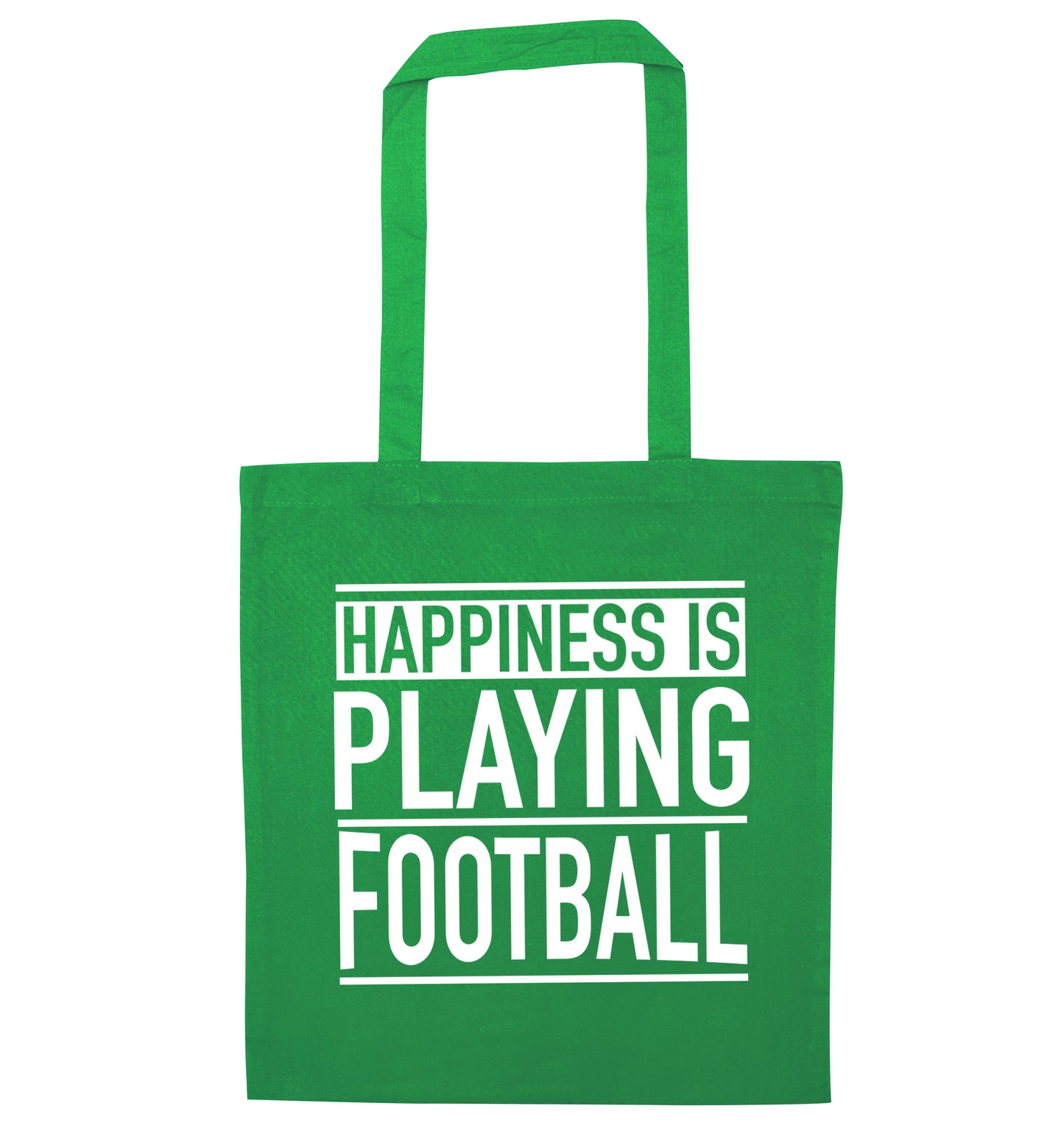 Happiness is playing football green tote bag
