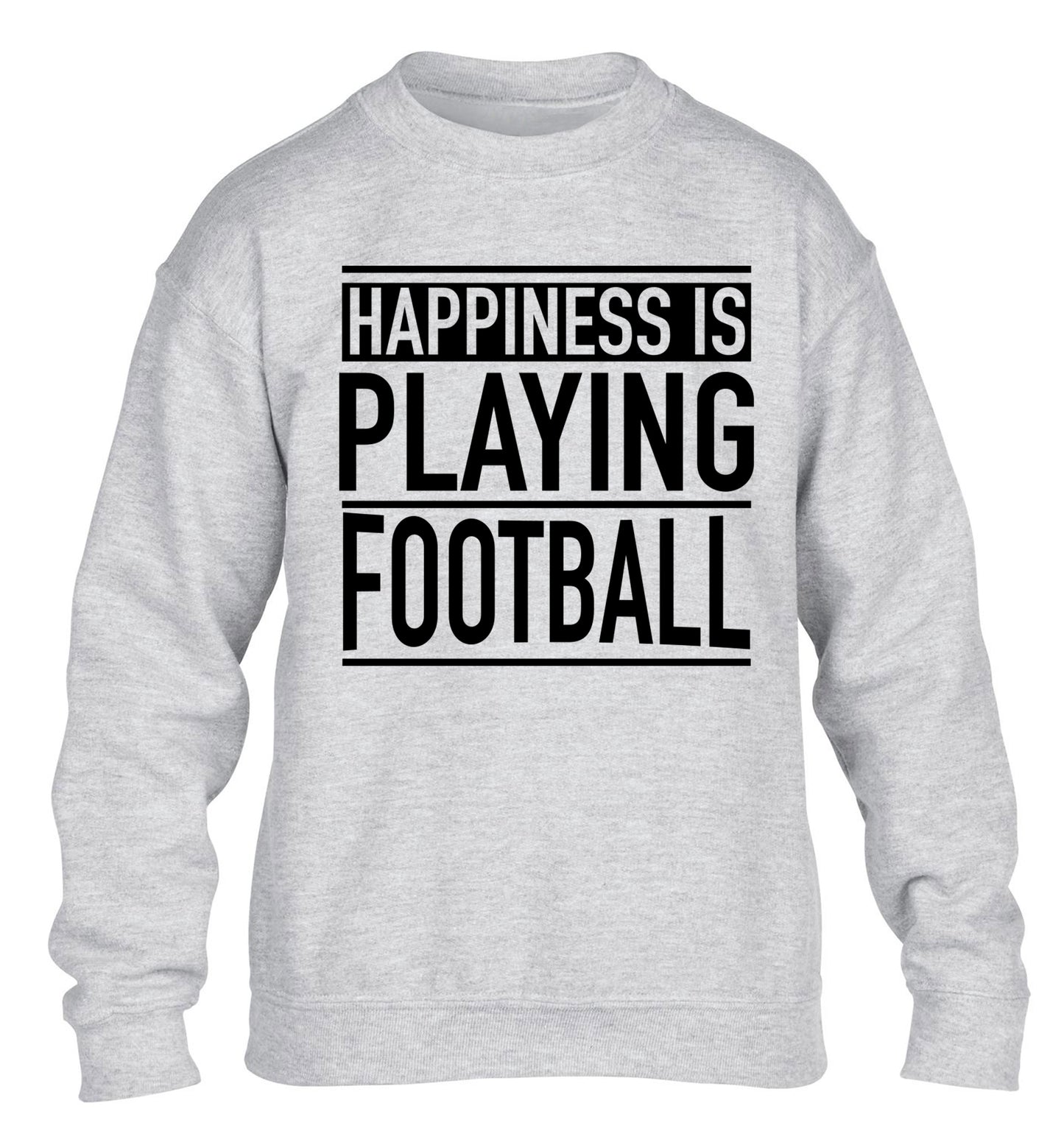Happiness is playing football children's grey sweater 12-14 Years