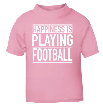 Happiness is playing football light pink Baby Toddler Tshirt 2 Years