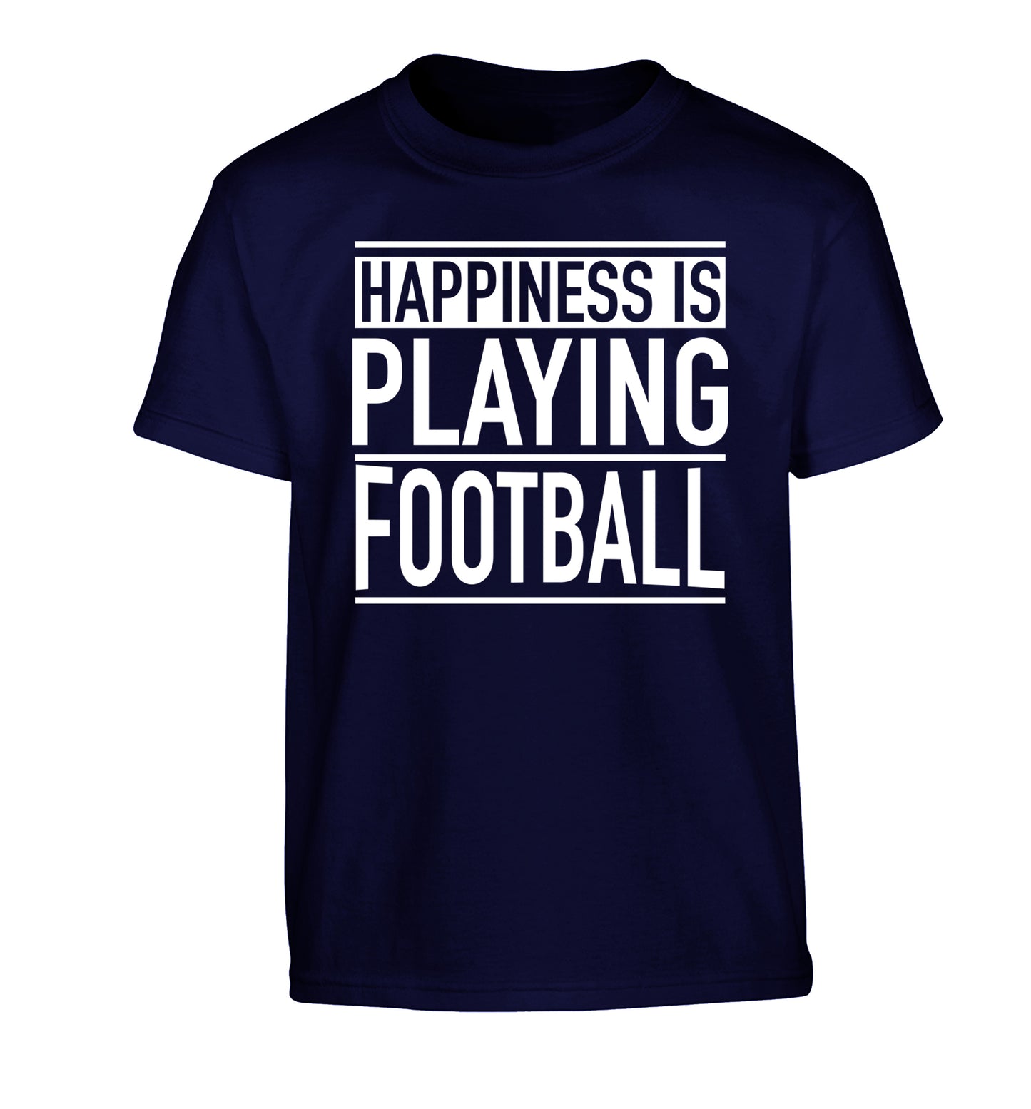 Happiness is playing football Children's navy Tshirt 12-14 Years