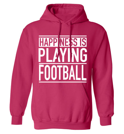 Happiness is playing football adults unisexpink hoodie 2XL