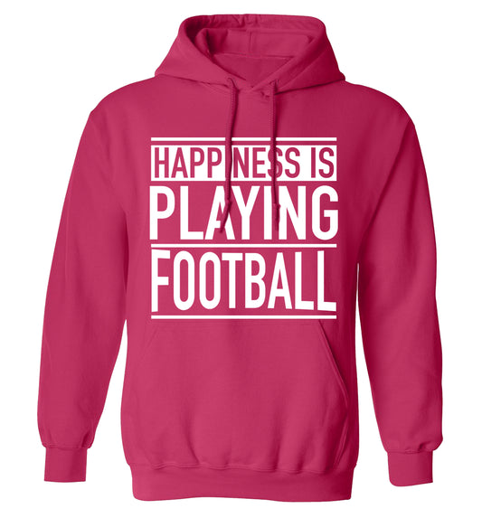 Happiness is playing football adults unisexpink hoodie 2XL