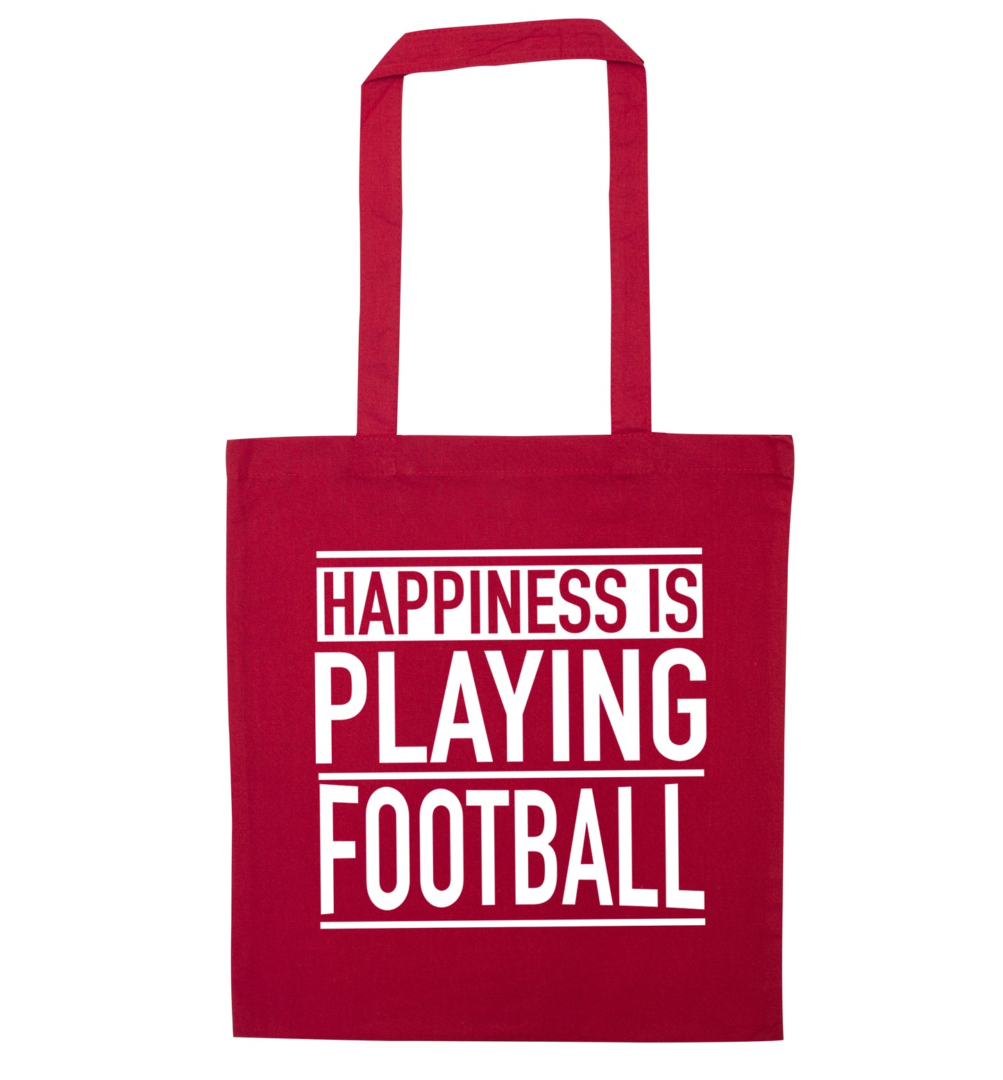 Happiness is playing football red tote bag
