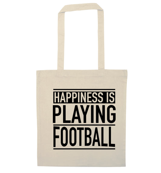 Happiness is playing football natural tote bag