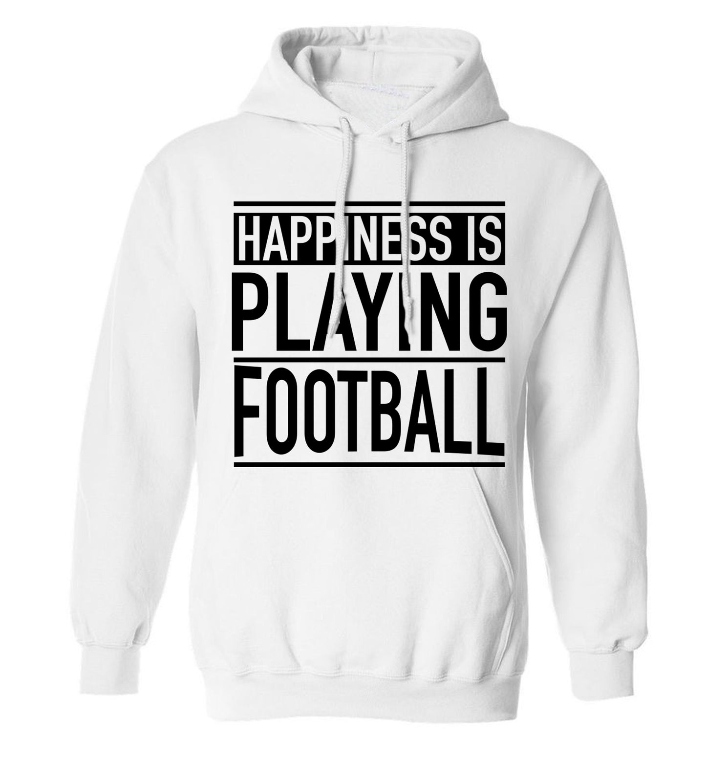 Happiness is playing football adults unisexwhite hoodie 2XL
