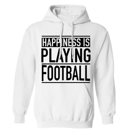 Happiness is playing football adults unisexwhite hoodie 2XL