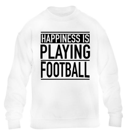 Happiness is playing football children's white sweater 12-14 Years