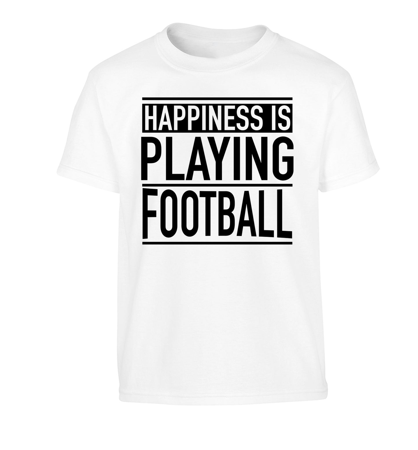Happiness is playing football Children's white Tshirt 12-14 Years
