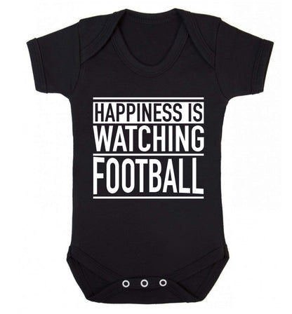 Happiness is watching football Baby Vest black 18-24 months