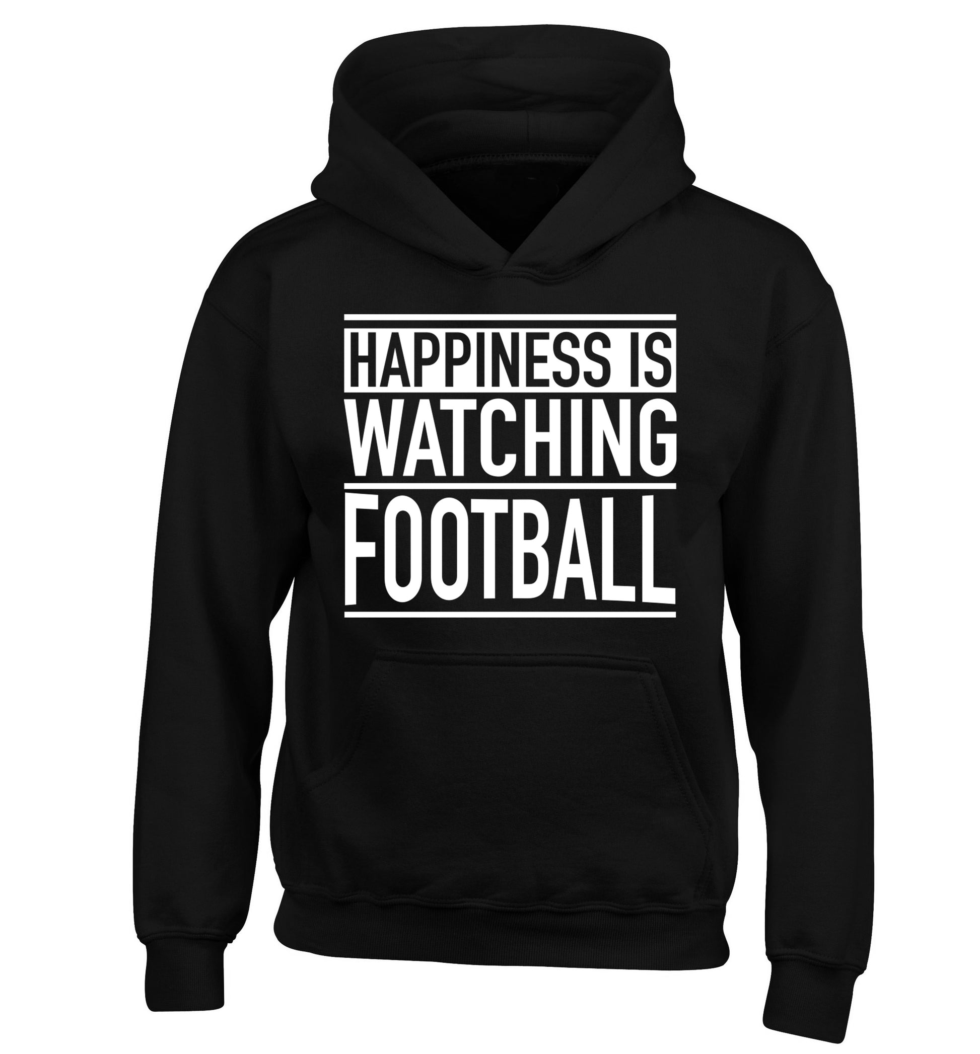 Happiness is watching football children's black hoodie 12-14 Years