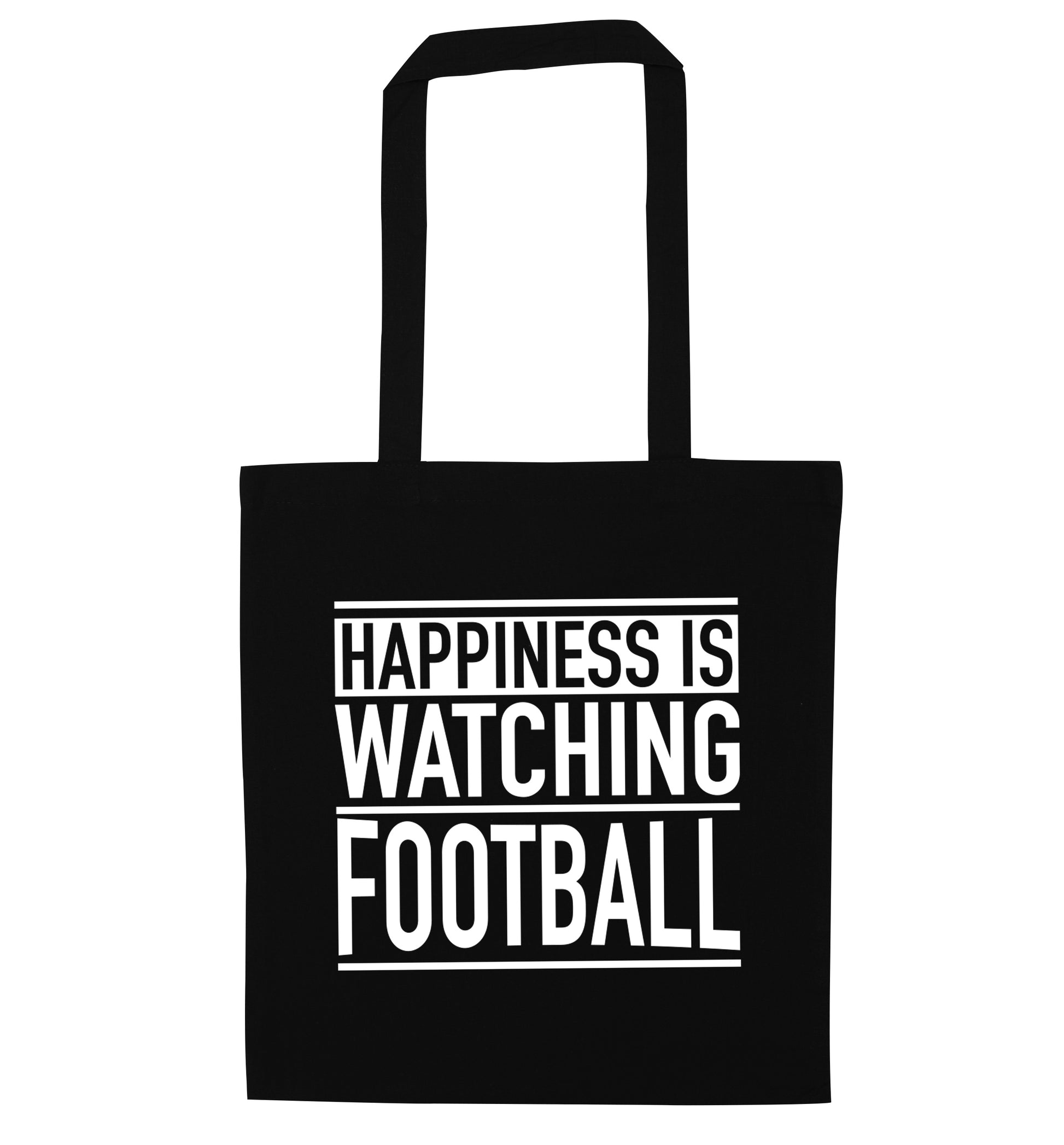 Happiness is watching football black tote bag