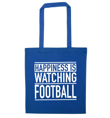 Happiness is watching football blue tote bag