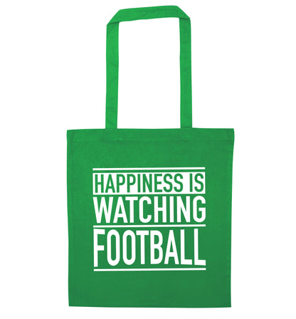 Happiness is watching football green tote bag