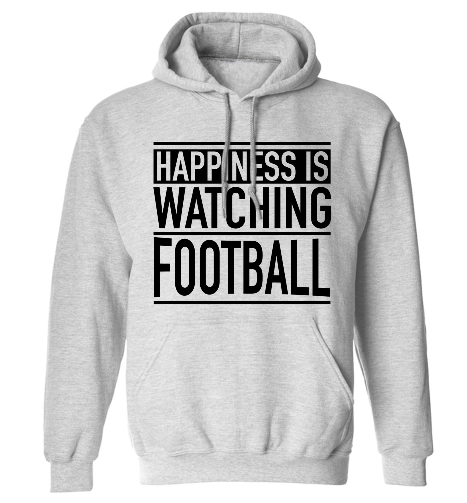 Happiness is watching football adults unisexgrey hoodie 2XL