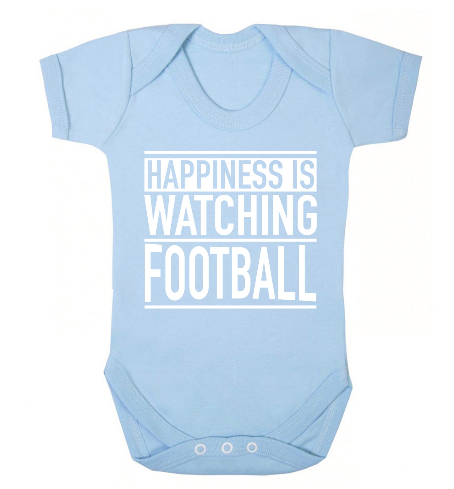 Happiness is watching football Baby Vest pale blue 18-24 months