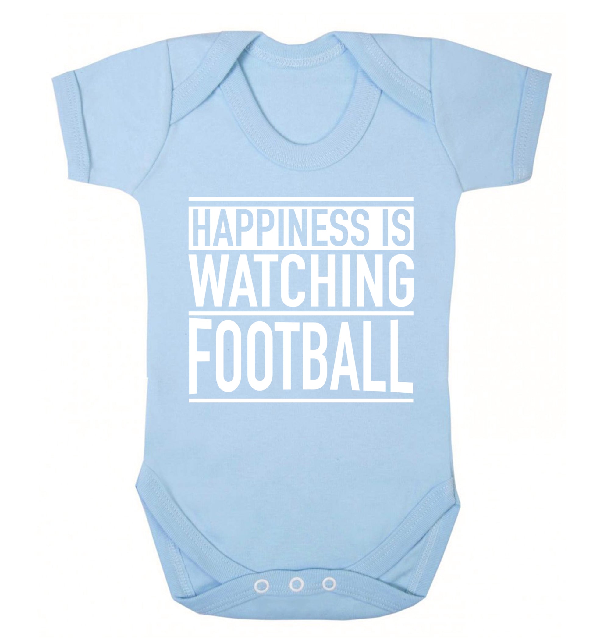 Happiness is watching football Baby Vest pale blue 18-24 months