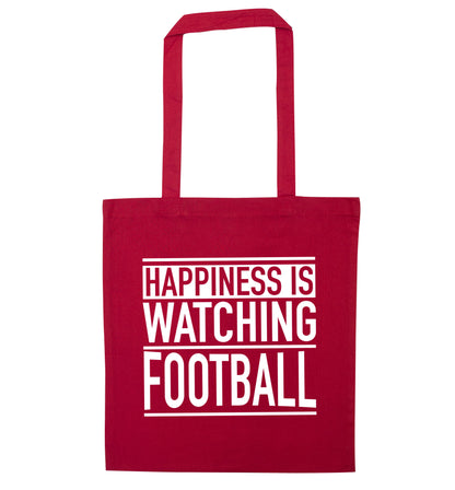 Happiness is watching football red tote bag